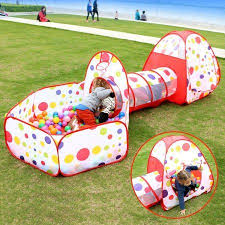 Kids Baby Indoor Outdoor Play Tent With Crawl Tunnel And Ball Pit Portable Lightweight Pop Up Playhouse Tent 3 Pcs Set Pe Kids Ball Pit Kids Play Tent Ball Pit