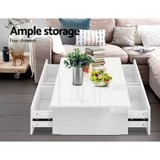 This listing is for coffee table only. Artiss Modern Coffee Table 4 Storage Drawers High Gloss Wooden Furniture White Buy Coffee Tables 9350062203088