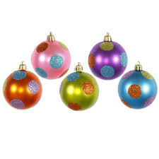 Vickerman 2 4 Multi Colored Candy Finish Polka Dot Ball Ornament Set 15 Per Box Ornament Set Christmas Ornaments Ball Ornaments