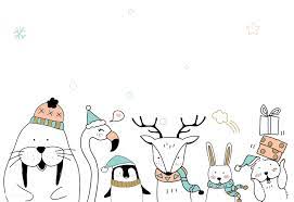 Download Premium Vector Of Hand Drawn Animals Enjoying A Christmas Holiday Christmas Card Template Merry Christmas Card Christmas Cards