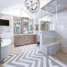 There's a reason black & white is one of the most popular bathroom colour ideas. Chevron Tile Houzz