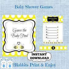 Bumble Bee Guess The Baby Food Sign Baby Shower Food Guessing Game Bee Guess The Baby Food J Baby Shower Signs Bumble Bee Baby Shower Cheap Baby Shower Favors