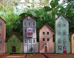 Wooden House Small Painted House Miniature House Decoration Etsy Small Wooden House Miniature House House Painting