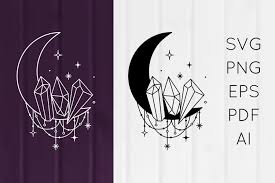 Boho Mystical Moon Dreamcatcher Crystals Svg Png Eps 1314577 Cut Files Design Bundles