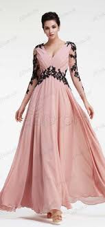 Dusty Pink Evening Dresses Long Sleeves Prom Dress With Black Lace Prom Dresses Long With Sleeves Prom Dresses With Sleeves Evening Dresses Long