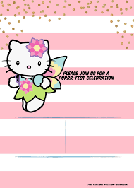 Hello Kitty Birthday Card Printable Free Hello Kitty Invitation Template Portrait Mode Drevio Hello Kitty Invitation Card Hello Kitty Invitations Hello Kitty Birthday Invitations