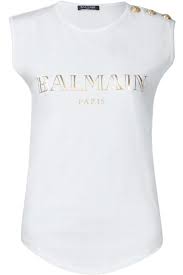 Balmain Black And Gold T Shirt Balmain Sleeveless Tshirt Gold With Buttons Blanc At Parlour X White Shirts Women Balmain Sleeveless Tshirt