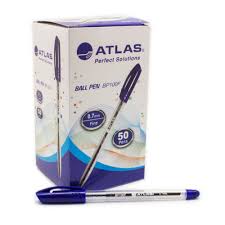 علبة قلم جاف 50 قلم أزرق Atlas Pen Toothpaste Ball