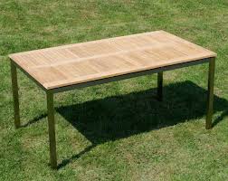 Ein holztisch passt zu jedem garten und bietet ihnen einen guten platz, um draußen entspannt zu arbeiten, zu lesen oder sich mit. Edelstahl Teak Gartentisch 160x90 Cm Holztisch Esstisch Tisch Massive Ausfuhrung A Grade Teakholz Kuba As Superstore At