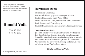 Traueranzeigen von Ronald Volk