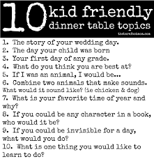 10 Kid Friendly Dinner Tabletopics Kid Friendly Dinner Love My Kids Table Topics