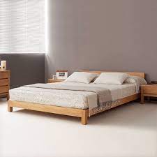 颐莱 实木床 北欧日式简约现代床架榻榻米床简易双人床单人床1 2米1 5米1 8矮床 有床头款 5公分全棕床垫 免费装送 1200 2000 tatami bed low bed home