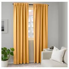 Majgull Zaslony Zaciemniajace 1 Para Zolty 145x300 Cm Kup Tutaj Ikea Brown Rooms Room Darkening Yellow Curtains