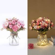 Get it as soon as wed, jun 16. Amazon Com Artificial Led Pink Rose Flowers With Glass Vase And Remote Control Flower Arrangement For Table Centerpiece Home Office Wedding Home Kitchen