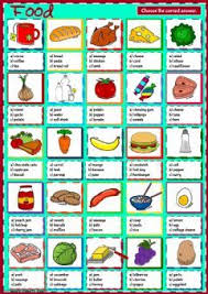 Food Multiple Choice Language English Grade Level Elementary School Subject English As A Sec Worksheets English As A Second Language Vocabulary Lessons