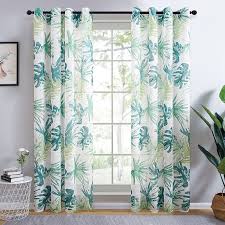 The patterns are made by the technology of jacquard that can make the patterns more vivid and the color does not easy to fade. Tropical Monstera Green Leaf Pattern Sheer Voile Curtains For Bedroom Kitchen Tulle Window Curtain Panel Shopee Malaysia