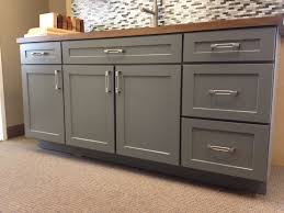 Armstrong Cabinets Trevant 5 Piece Door Style In The Slate Painted Finish Topped W Contemporary Kitchen Cabinets Contemporary Kitchen Discount Kitchen Cabinets