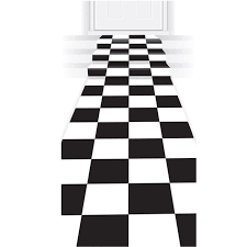 Black And White Checkered Dinnerware Black White Checkered Polyester Aisle Runner In 2020 Plastic Dinnerware Aisle Runner Black And White