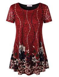 Jubby Women S Lace Floral Printed Round Neck Flared Tunic Top At Amazon Women S Clothing S Dress Clothes For Women Fashion Clothes Women Fashion Dresses Casual