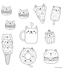 Coloriage Kawaii Chats Macarons Pizza Burger Ice Cream Donut Cafe JeColorie  Comsexiezpix Web Porn