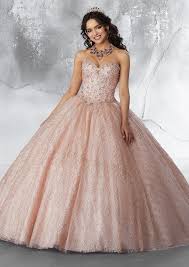 Strapless Glitter Quinceanera Dress By Mori Lee Vizcaya 89199 Quincenera Dresses Rose Gold Quinceanera Dresses Quinceanera Dresses Gold