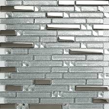 Colored glass backsplashes for kitchens and bathrooms. Silver Metallic Glass Backsplash Tile Mixed Rhinestone Mosaic Wall