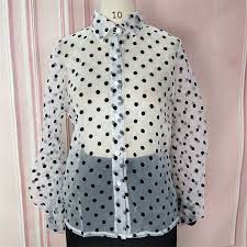Also check if the product actually matches! Frauen Bluse Tops Shirts Polka Dot Dunne Classy 2021 Fruhling Transparent Lange Armel Buro Mode Elegante Damen Weibliche Kleidung Blouses Shirts Aliexpress