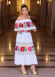 Multicolor Embroidered Off Shoulders Mexican Dress White Mexican Dresses Traditional Mexican Dress Mexican Quinceanera Dresses
