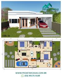 Casas Pequenas Plantas De Casas Com Cozinha Americana E 2 Quartos Projeto De Casa Terrea 3 Quartos Cod 51 Projetos De Casas Projetos De Casas Terreas Projetos Casas 3 Quartos