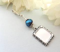 Something Blue Wedding Bouquet Photo Charm Bridal Bouquet Charm With Small Picture Frame Wedding Keepsake Memorial Photo Charm In 2020 Wedding Bouquet Photo Charm Bridal Bouquet Charms Wedding Keepsakes