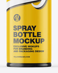 Glossy Spray Bottle Mockup In Bottle Mockups On Yellow Images Object Mockups