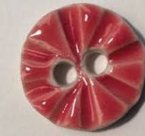 High-gloss 3/4-inch, handmade, fine porcelain ceramic buttons, wheel  starburst pattern, vibrant deep melon pink persimmon, sewing knitting