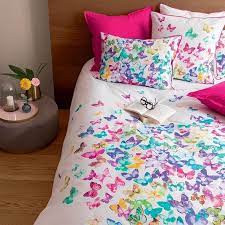 housse de couette percale de coton imprimee papillons issoria parure de lit percale de coton housse de couette