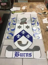 The stained glass family crest was made by henry john frank burroughes in england in 1906. Wanted To Share A Progress Pic On A Large Project Of Mine My Dads And My Grandfathers A Completely Fused Glass Window Of Our Family Crest Stainedglass