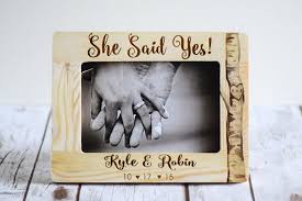 A trinket tray is a foolproof surprise for any newly engaged bride to keep her ring safe when sleeping. Engagement Gift Wedding Gift Personalized Engagement Picture Frame Gift For Couple Gift For Engagement Party Frames Displays Home Living