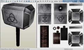 Occupying Six Sheets Of Paper This Is Mjolnir The Hammer Of Thor In A Very Well Done Paper Model Version Created B Paper Models Thors Hammer Sheet Of Paper