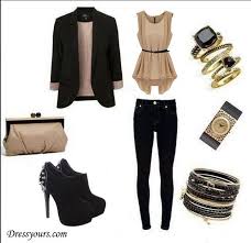 Black Blazer With Jeans For Girls Black Blazer Black Jeans Muted Gold Top Girls Night Out Outfits Fashion Night Out Outfit