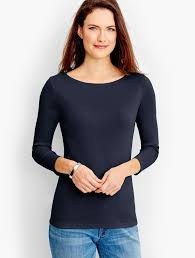 Cotton Bateau Neck Tee Talbots