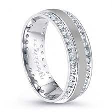 Double Channel Set Diamond Wedding Band In 14k White Gold Mens Diamond Wedding Bands Diamond Wedding Bands Channel Set Diamond