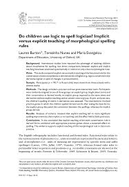Pdf Do Children Use Logic To Spell Logician Implicit Versus Explicit Teaching Of Morphological Spelling Rules