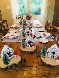 Gingerbread House Village Table Setting Gingerbread House Decorations Christmas Table Settings Gingerbread House