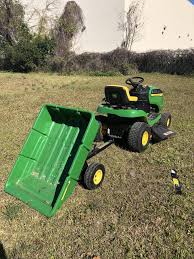 All categories livestock tractors farm trailers farm machinery farm property and land wanted ads wheels, tyres, twin wheels farm services farm supplies farming jobs and training four wheel vehicles other agriculture farming. John Deere E110 19 Hp 42 Riding Lawn Mower With Trailer For Sale Ronmowers