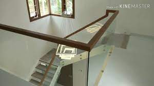 See more ideas about tiled staircase, stairs design, staircase design. Wooden Stairs Railing Design With Glass Kerala Side Mount Design Youtube