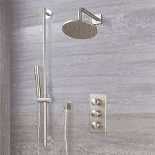 Eclipse Thermostatic Brushed Nickel Shower System With 8 Shower Head And Slide Rail Kit With Images Shower Systems