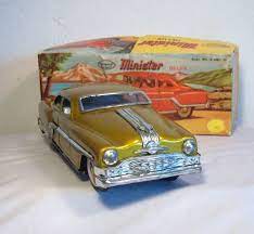 Vintage Minister Friction Drive Toy Tin Car In Gold Paint 1950 S From Rarepossessions On Ruby Lane Toys Tin Toys Toy Car