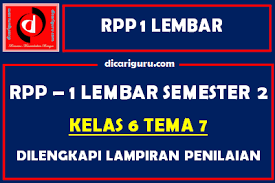 Rpp 1 lembar kelas 6 semester 2 tema 7. Rpp 1 Lembar Kelas 6 Tema 7 Dilengkapi Lampiran Penilaian Dicariguru Com