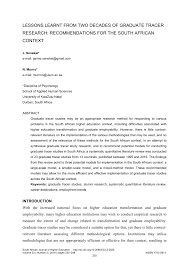 September 15, 2019 at 1:15 am. Pdf Lessons Learnt From Two Decades Of Graduate Tracer Research Recommendations For The South African Context