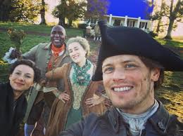 Sam Heughan, Caitriona Balfe, Maria Doyle Kennedy, and Colin McFarlane