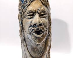 Vintage Head Vase Studio Art Pottery Ceramic Face Man in Tree Vase