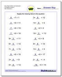 Here you'll find a variety of worksheets on which students will practice evaluating algebraic expressions with variables. Pre Algebra Worksheets